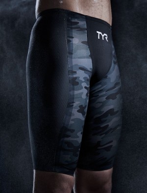 Black Camo Tyr Shockwave High-waist Jammer Camo Men's Swimsuit | US-ZAYC96205