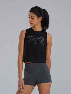 Black Tyr Airtec™ Cropped Women's Tanks | US-QTLZ86937