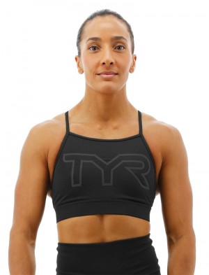 Black Tyr Base Kinetic™ High Neck Big Logo Women's Sports Bra | US-QJRH57124