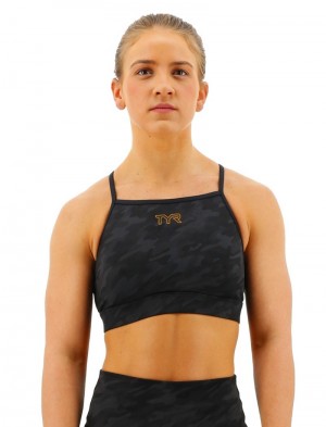 Black Tyr Base Kinetic™ High Neck Women's Sports Bra | US-HMCJ41538