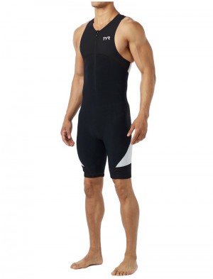 Black Tyr Padded Front-zip Tri Carbon Men's Swimsuit | US-EQUR13207