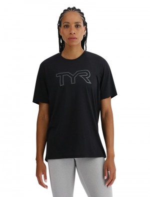 Black Tyr Ultrasoft Big Logo Tri-blend Tech Women's T-Shirt | US-VFXJ89126