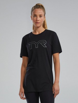 Black Tyr Ultrasoft Lightweight Tri Blend Tech Women's T-Shirt | US-IVSX56124