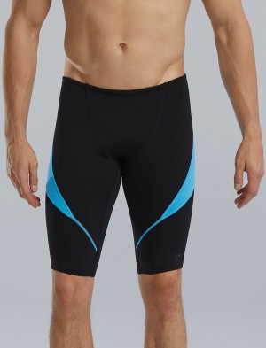 Black / Blue Tyr Durafast Elite® Curve Splice Jammer Men's Swimsuit | US-WPJU20361