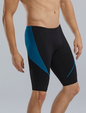 Black / Dark Blue Tyr Durafast Elite® Curve Splice Jammer Men's Swimsuit | US-VEAC57480