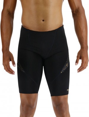 Black / Gold Tyr Durafast Elite® Curve Splice Jammer Obsidian Men's Swimsuit | US-ZVOU79582