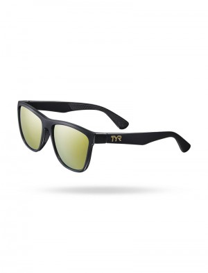 Black / Gold Tyr Raya Hts Polarized Men's Sunglasses | US-BEFI83417