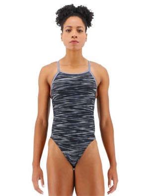 Black / Grey Tyr Durafast Elite® Diamond Controlfit Fizzy Women's Swimsuit | US-CEGB82693