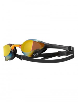 Black / Orange Tyr Adult Tracer-x Elite Mirrored Racing Women's Goggles | US-UTRK18940