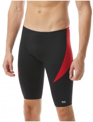 Black / Red Tyr Durafast Elite® Curve Splice Jammer Hexa Men's Swimsuit | US-MXLB04623