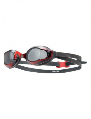 Black / Red Tyr Stealth-x Performance Women's Goggles | US-BKSP48915