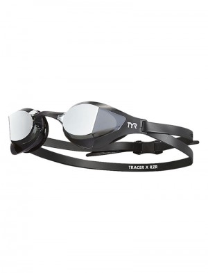 Black / Silver Tyr Adult Tracer-x Rzr Mirrored Racing Men's Goggles | US-SRPW50134