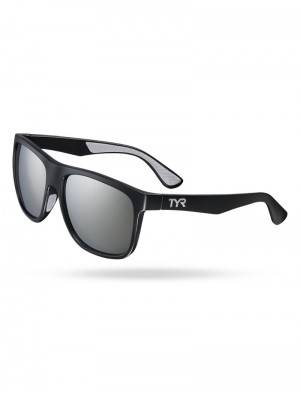 Black / Silver Tyr Apollo Hts Polarized Men's Sunglasses | US-MXOD70561