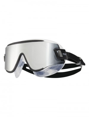 Black / Silver Tyr Tidal Wave Mirrored Swim Mask Women's Goggles | US-RTLA12356