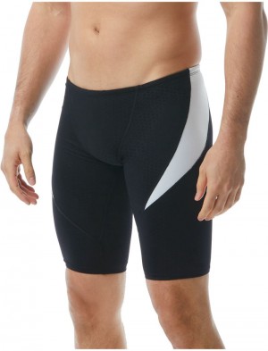 Black / White Tyr Durafast Elite® Curve Splice Jammer Hexa Men's Swimsuit | US-AITS47291