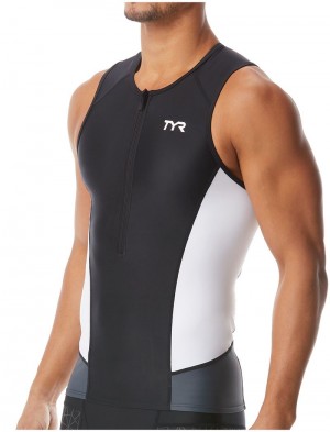 Black / White Tyr Singlet Men's Tanks | US-CHYE16024