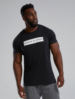 Black / White Tyr Ultrasoft™ Short Sleeve Graphic Distressed Always In Front Men's T-Shirt | US-UHJI98742