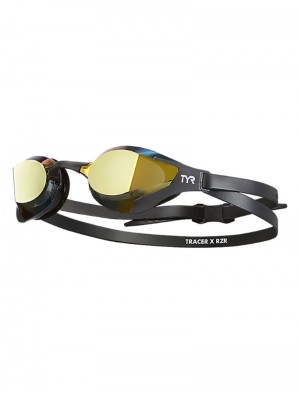 Black / Yellow Tyr Adult Tracer-x Rzr Mirrored Racing Women's Goggles | US-NTIS07548