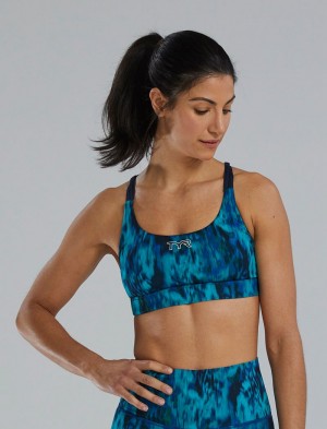 Blue / Green Tyr Base Kinetic™ Dual Strap Women's Sports Bra | US-FYJE29376