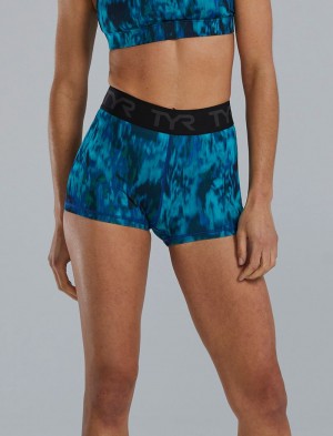 Blue / Green Tyr Base Kinetic™ Mid-rise 2 Logo Women's Shorts | US-ICHO16473