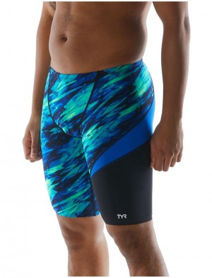 Blue / Green Tyr Durafast Elite® Wave Jammer Vitric Men's Swimsuit | US-WHEI31075