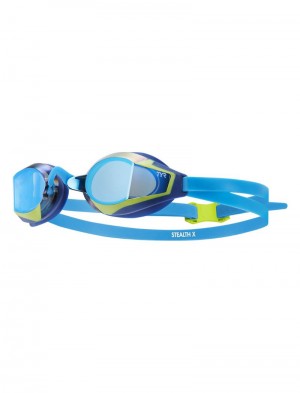 Blue / Green Tyr Stealth-x Mirrored Performance Men's Goggles | US-UZAM75491