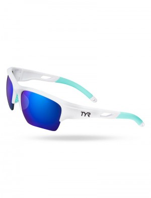 Blue / White Tyr Vatcher Hts Polarized Men's Sunglasses | US-VOQM42091