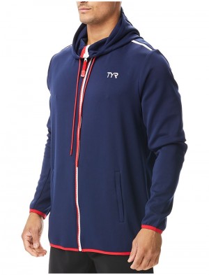 Blue / White / Red Tyr Alliance Podium Full Zip Men's Hoodie | US-USDI80613