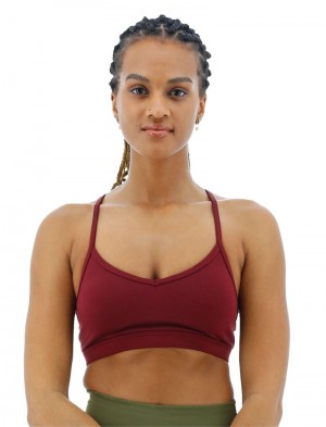 Burgundy Tyr Base Kinetic™ V-neck Women's Sports Bra | US-GVES79602