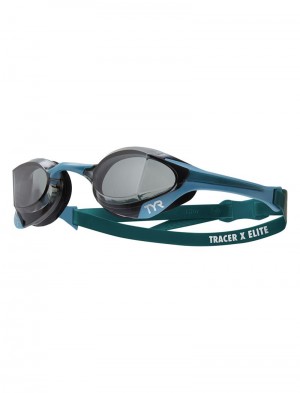 Dark Green / Blue Tyr Adult Tracer-x Elite Racing Women's Goggles | US-DIWX83695