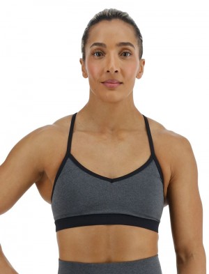 Dark Grey Tyr Base Kinetic™ V-neck Women's Sports Bra | US-FJPL68329