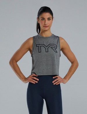 Dark Grey Tyr Climadry™ Cropped Tech Women's Tanks | US-YTGA20146