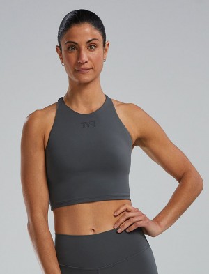 Dark Grey Tyr Joule Elite™ High Neck Women's Sports Bra | US-ALYQ62493