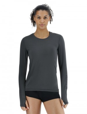 Dark Grey Tyr Sundefense™ Vented Long Sleeve Crew Women's Shirts | US-WPEQ14083