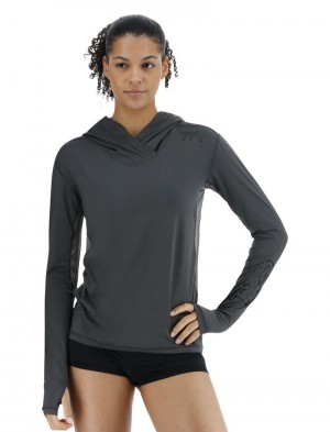 Dark Grey Tyr Sundefense™ Vented Women's Hoodie | US-RNGV53018