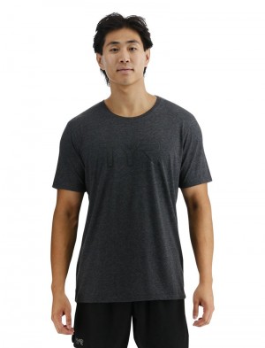 Dark Grey Tyr Ultrasoft Big Logo Tri-blend Tech Men's T-Shirt | US-QHCA54238