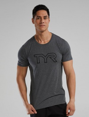 Dark Grey Tyr Ultrasoft Lightweight Tri Blend Tech Men's T-Shirt | US-LRFC75641