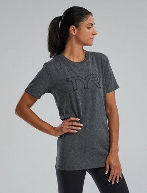 Dark Grey Tyr Ultrasoft Lightweight Tri Blend Tech Women's T-Shirt | US-QALO46238