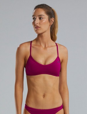 Fuchsia Tyr Durafast Elite® Trinity Women's Swim Bra | US-HFAD64820