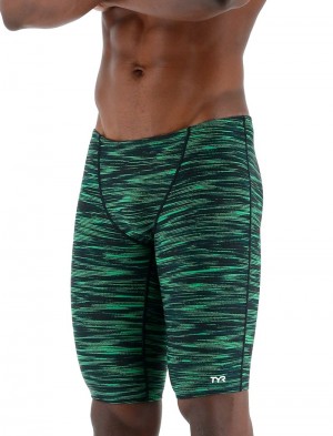 Green / Black Tyr Durafast Elite® Jammer Fizzy Men's Swimsuit | US-EVPU85634