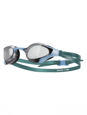 Green / Black / Blue Tyr Adult Tracer-x Rzr Racing Men's Goggles | US-QSIN16259