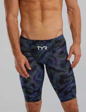 Green / Navy Tyr Avictor™ 2.0. Low Waist Jammer Exolon Men's Swimsuit | US-GSCO09725