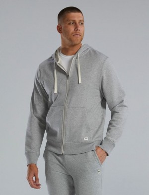 Grey Tyr Ultrasoft Heavyweight Terry Full-zip Men's Hoodie | US-IQGU64598