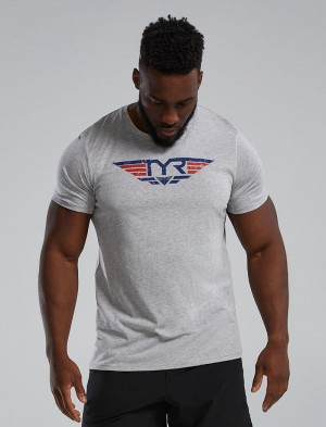 Grey Tyr Ultrasoft™ Short Sleeve Graphic Take Flight Men's T-Shirt | US-TKRB20587