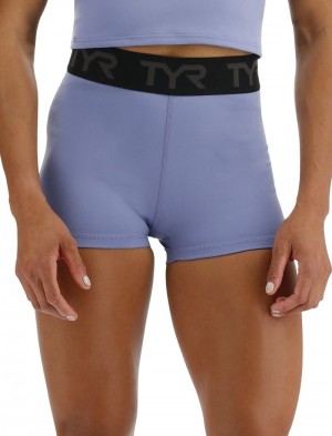 Light Blue Tyr Base Kinetic™ 2 Mid-rise Logo Women's Shorts | US-VRMN73601