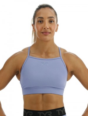 Light Blue Tyr Base Kinetic™ High Neck Women's Sports Bra | US-JRCF71056