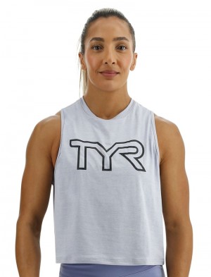 Light Blue Tyr Climadry™ Cropped Tech Women's Tanks | US-BHNU90475