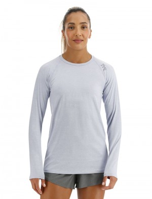 Light Blue Tyr Climadry™ Raglan Long Sleeve Women's T-Shirt | US-GLXV28309