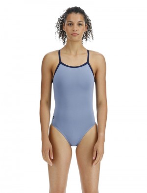 Light Blue Tyr Durafast Elite® Diamondfit Ss Women's Swimsuit | US-XMYA41605