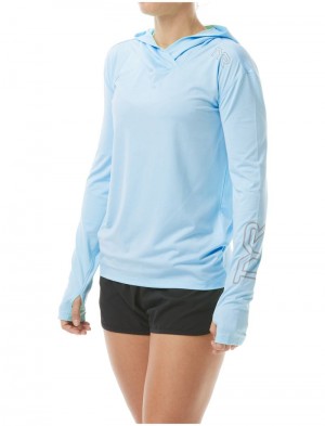 Light Blue Tyr Sundefense Women's Hoodie | US-UTAO30129